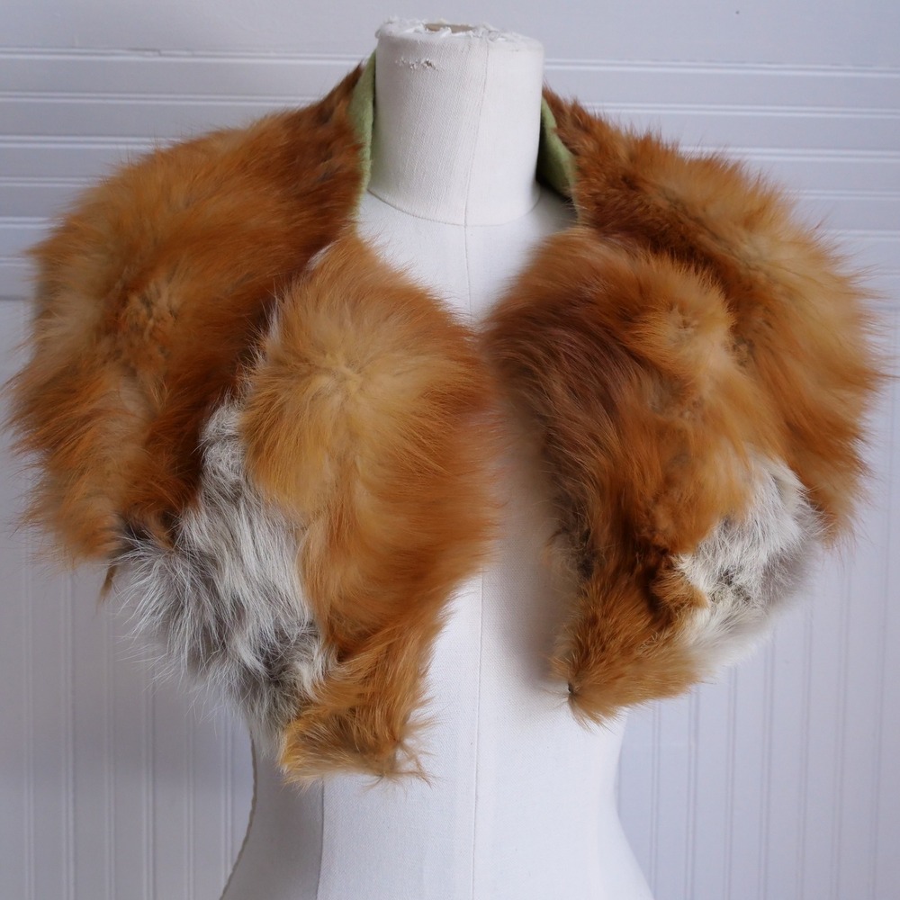 Vintage mid century two tone genuine fox fur collar